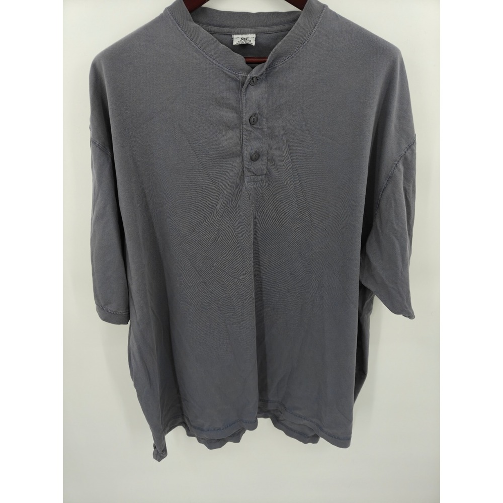 Cabelas Mens 3XL Gray Cotton Short Sleeve Henley Shirt M10SH015